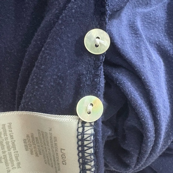 Eileen West Navy Long Sleeve Nightgown. Super soft Modal fabric with White Lace - Picture 9 of 12